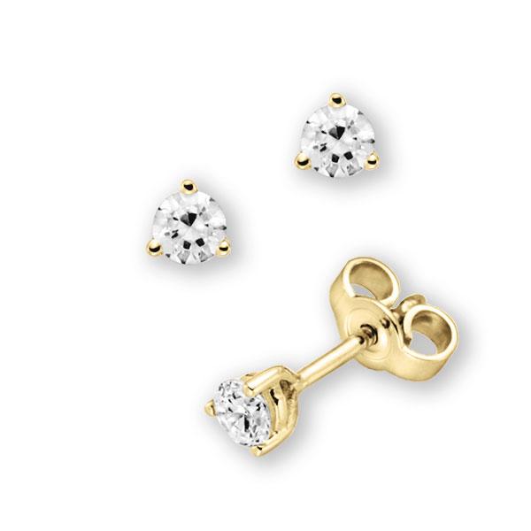 3 Krappen, Ohrstecker in Gelbgold 585 mit zus. 0,2 ct. Brillant tw, vs von 123gold - E-3WK6M-G5-1UBASZ 3 Krappen, Ohrstecker in Gelbgold 585 mit zus. 0,2 ct. Brillant tw, vs von 123gold - E-3WK6M-G5-1UBASZ