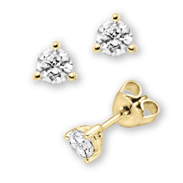 3 Krappen, Ohrstecker in Gelbgold 585 mit zus. 0,5 ct. Brillant tw, vs von 123gold - E-3WK6A-G5-1UBBMZ 3 Krappen, Ohrstecker in Gelbgold 585 mit zus. 0,5 ct. Brillant tw, vs von 123gold - E-3WK6A-G5-1UBBMZ