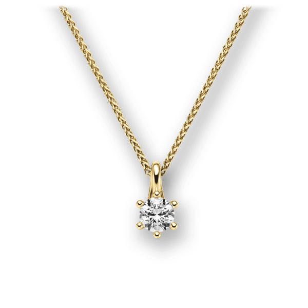 Collier in geelgoud 14 kt. met 0,3 ct. Briljant tw,vs van acredo - A-10LL56-GG5-1IV54LZ Collier in geelgoud 14 kt. met 0,3 ct. Briljant tw,vs van acredo - A-10LL56-GG5-1IV54LZ