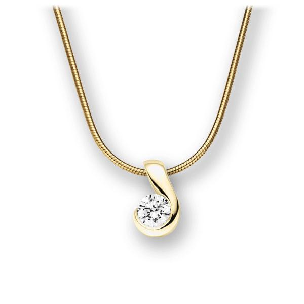 Collier in geelgoud 14 kt. met 0,3 ct. Briljant tw,vs van acredo - A-10M9RE-GG5-1IVFPLZ Collier in geelgoud 14 kt. met 0,3 ct. Briljant tw,vs van acredo - A-10M9RE-GG5-1IVFPLZ