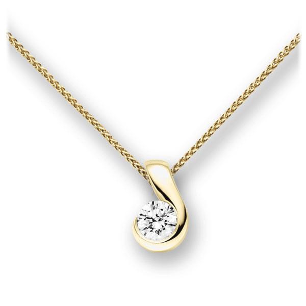 Collier in geelgoud 14 kt. met 0,4 ct. Briljant tw,vs van acredo - A-10L325-GG5-1IVFQGZ Collier in geelgoud 14 kt. met 0,4 ct. Briljant tw,vs van acredo - A-10L325-GG5-1IVFQGZ