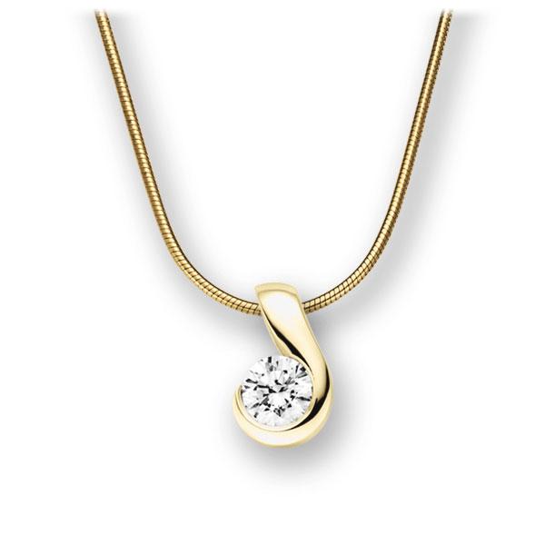 Collier in geelgoud 14 kt. met 0,4 ct. Briljant tw,vs van acredo - A-10L8J7-GG5-1IVFQGZ Collier in geelgoud 14 kt. met 0,4 ct. Briljant tw,vs van acredo - A-10L8J7-GG5-1IVFQGZ