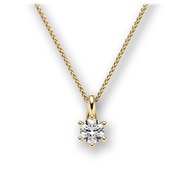 Collier in geelgoud 14 kt. met 0,5 ct. Briljant tw,vs van acredo - A-10LHDF-GG5-1IV54BZ Collier in geelgoud 14 kt. met 0,5 ct. Briljant tw,vs van acredo - A-10LHDF-GG5-1IV54BZ