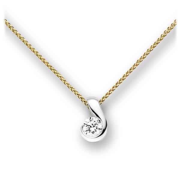Collier in geelgoud 14 kt. witgoud 14 kt. met 0,3 ct. Briljant tw,vs van acredo - A-10L5LZ-GW5-1IVFPLZ Collier in geelgoud 14 kt. witgoud 14 kt. met 0,3 ct. Briljant tw,vs van acredo - A-10L5LZ-GW5-1IVFPLZ