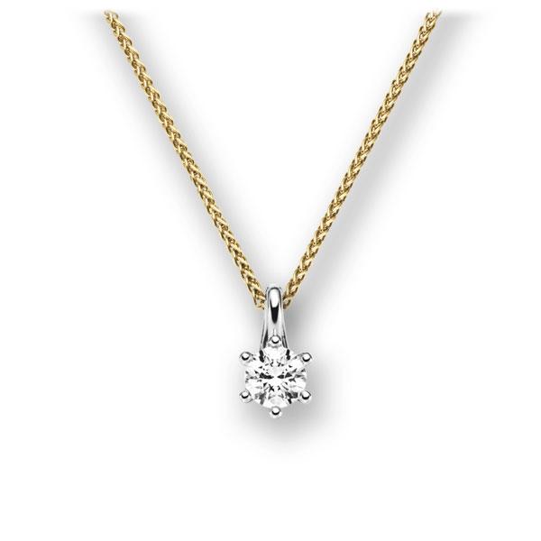 Collier in geelgoud 14 kt. witgoud 14 kt. met 0,3 ct. Briljant tw,vs van acredo - A-10LQ4H-GW5-1IV54LZ Collier in geelgoud 14 kt. witgoud 14 kt. met 0,3 ct. Briljant tw,vs van acredo - A-10LQ4H-GW5-1IV54LZ
