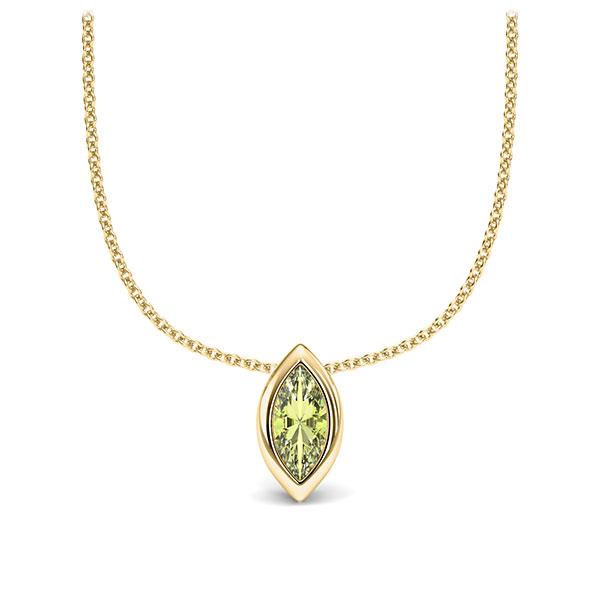 Collier in Gelbgold 585 1 Stein 7,5 x 3,5 mm Navette - Cut Peridot von 123gold - E-11IPNG-GG5-1TQ6FQZ Collier in Gelbgold 585 1 Stein 7,5 x 3,5 mm Navette - Cut Peridot von 123gold - E-11IPNG-GG5-1TQ6FQZ