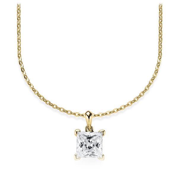 Collier in Gelbgold 585 mit 1 ct. Prinzess-Diamant tw, vs von Steinberg - Q-ZLF0U-GG5-V9BCLZ Collier in Gelbgold 585 mit 1 ct. Prinzess-Diamant tw, vs von Steinberg - Q-ZLF0U-GG5-V9BCLZ