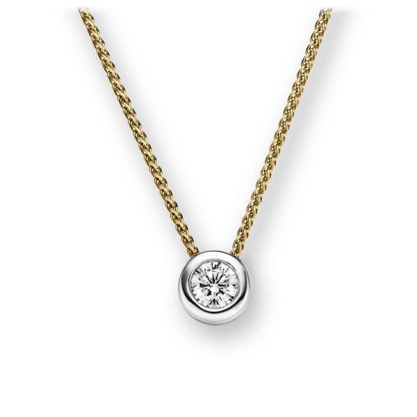 Collier in Gelbgold 585 Weißgold 585 mit 0,3 ct. Brillant tw, vs von 123gold - E-2TX3M-GW5-1IV5DGZ Collier in Gelbgold 585 Weißgold 585 mit 0,3 ct. Brillant tw, vs von 123gold - E-2TX3M-GW5-1IV5DGZ