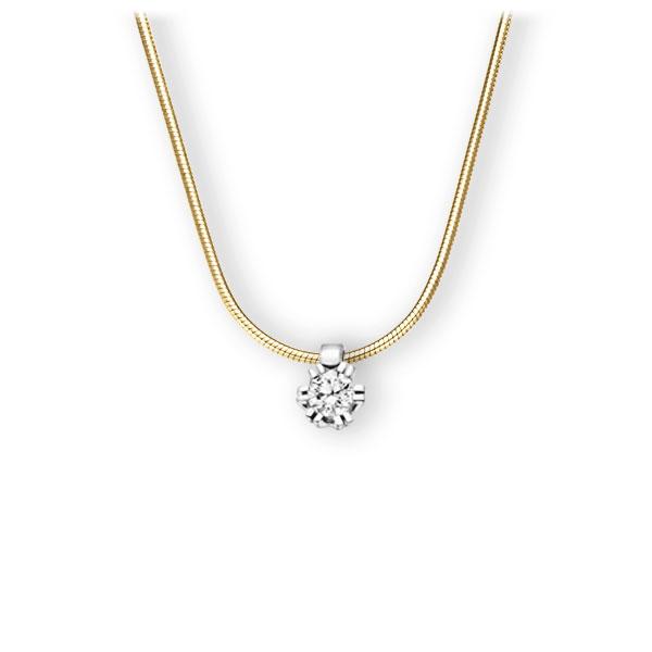 Collier in Gelbgold 585 Weißgold 585 mit 0,3 ct. Brillant tw, vs von 123gold - E-3WIQI-GW5-1IV54LZ Collier in Gelbgold 585 Weißgold 585 mit 0,3 ct. Brillant tw, vs von 123gold - E-3WIQI-GW5-1IV54LZ