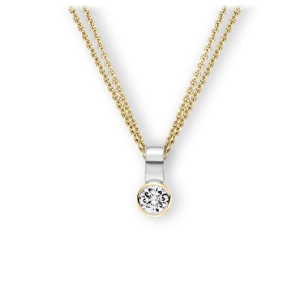 Collier in Gelbgold 585 Weißgold 585 mit 0,4 ct. Brillant tw, vs von 123gold - E-3WIV8-GW5-1IV50BZ Collier in Gelbgold 585 Weißgold 585 mit 0,4 ct. Brillant tw, vs von 123gold - E-3WIV8-GW5-1IV50BZ