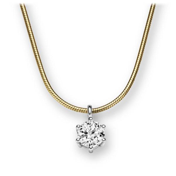 Collier in Gelbgold 585 Weißgold 585 mit 0,5 ct. Brillant tw, vs von 123gold - E-2U6JX-GW5-1IV54BZ Collier in Gelbgold 585 Weißgold 585 mit 0,5 ct. Brillant tw, vs von 123gold - E-2U6JX-GW5-1IV54BZ