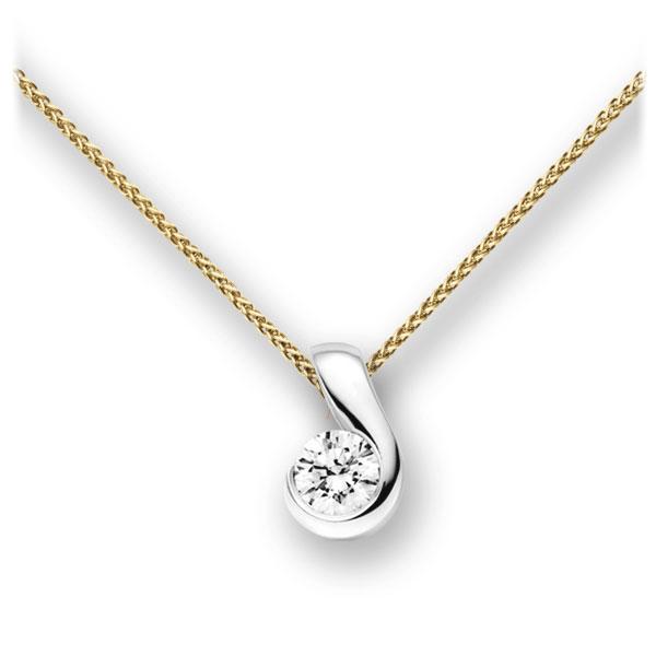 Collier in Gelbgold 585 Weißgold 585 mit 0,5 ct. Brillant tw, vs von acredo - A-10LLZL-GW5-1IVFRBZ Collier in Gelbgold 585 Weißgold 585 mit 0,5 ct. Brillant tw, vs von acredo - A-10LLZL-GW5-1IVFRBZ