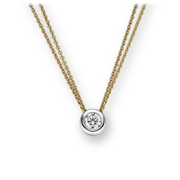 Collier in Gelbgold 585 Weißgold 585 mit zus. 0,15 ct. Brillant tw, vs von 123gold - E-2TX1I-GW5-1Z850Z Collier in Gelbgold 585 Weißgold 585 mit zus. 0,15 ct. Brillant tw, vs von 123gold - E-2TX1I-GW5-1Z850Z