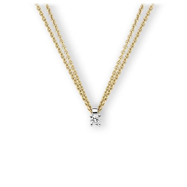 Collier in Gelbgold 585 Weißgold 585 mit zus. 0,1 ct. Brillant tw, vs von 123gold - E-3WI85-GW5-1TT9DZ Collier in Gelbgold 585 Weißgold 585 mit zus. 0,1 ct. Brillant tw, vs von 123gold - E-3WI85-GW5-1TT9DZ