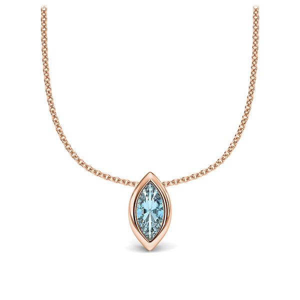 Collier in roodgoud 14 kt. 1 Steen 7,5 x 3,5 mm Navette - Cut Aquamarijn van Eternal Touch - E-11IPP2-RR5-1TQ6FPZ Collier in roodgoud 14 kt. 1 Steen 7,5 x 3,5 mm Navette - Cut Aquamarijn van Eternal Touch - E-11IPP2-RR5-1TQ6FPZ
