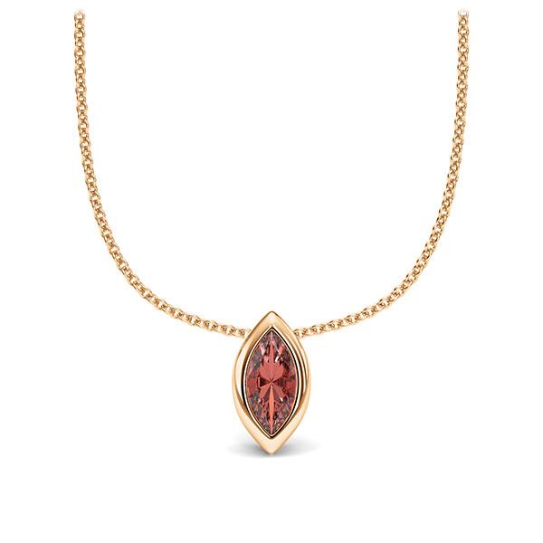 Collier in Roségold 585 1 Stein 7,5 x 3,5 mm Navette - Cut Granat von 123gold - E-11IPPQ-EE5-1TQ6FNZ Collier in Roségold 585 1 Stein 7,5 x 3,5 mm Navette - Cut Granat von 123gold - E-11IPPQ-EE5-1TQ6FNZ
