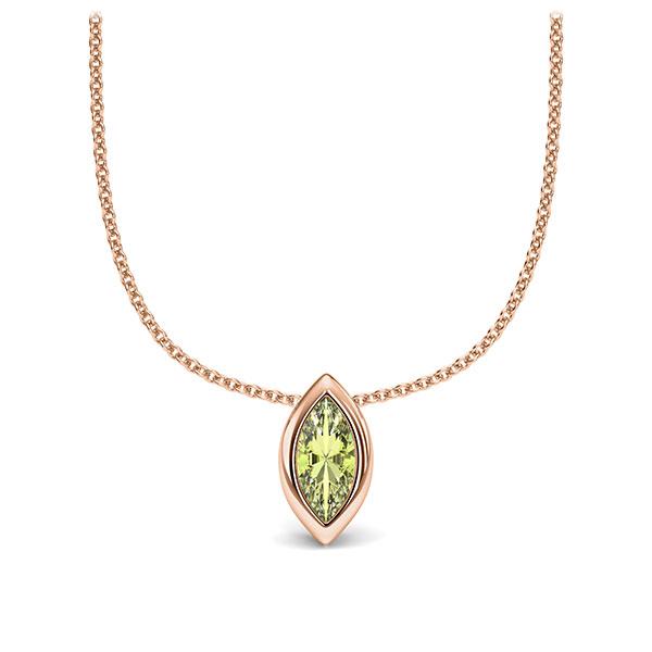 Collier in Rotgold 585 1 Stein 7,5 x 3,5 mm Navette - Cut Peridot von 123gold - E-11IPP8-RR5-1TQ6FQZ Collier in Rotgold 585 1 Stein 7,5 x 3,5 mm Navette - Cut Peridot von 123gold - E-11IPP8-RR5-1TQ6FQZ