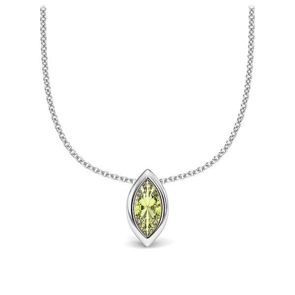 Collier in Weißgold 585 1 Stein 7,5 x 3,5 mm Navette - Cut Peridot von 123GOLD - E-11INWL-WW5-1TQ6FQZ Collier in Weißgold 585 1 Stein 7,5 x 3,5 mm Navette - Cut Peridot von 123GOLD - E-11INWL-WW5-1TQ6FQZ