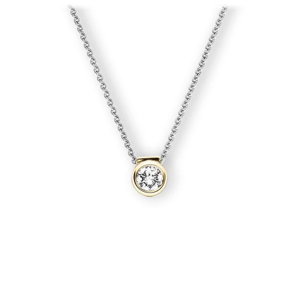 Collier in Weißgold 585 Gelbgold 585 mit 0,3 ct. Brillant tw, vs von 123gold - E-3VB40-WG5-1IV5DGZ Collier in Weißgold 585 Gelbgold 585 mit 0,3 ct. Brillant tw, vs von 123gold - E-3VB40-WG5-1IV5DGZ