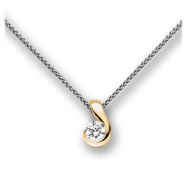 Collier in Weißgold 585 Gelbgold 585 mit 0,3 ct. Brillant tw, vs von acredo - A-10L8QD-WG5-1IVFPLZ Collier in Weißgold 585 Gelbgold 585 mit 0,3 ct. Brillant tw, vs von acredo - A-10L8QD-WG5-1IVFPLZ