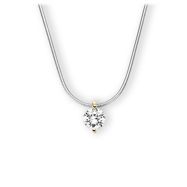 Collier in Weißgold 585 Gelbgold 585 mit 1 ct. Brillant tw, vs von 123gold - E-3VBUN-WG5-1IV5SGZ Collier in Weißgold 585 Gelbgold 585 mit 1 ct. Brillant tw, vs von 123gold - E-3VBUN-WG5-1IV5SGZ