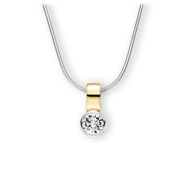 Collier in Weißgold 585 Gelbgold 585 mit 1 ct. Brillant tw, vs von 123gold - E-3WIX2-WG5-1IV64GZ Collier in Weißgold 585 Gelbgold 585 mit 1 ct. Brillant tw, vs von 123gold - E-3WIX2-WG5-1IV64GZ