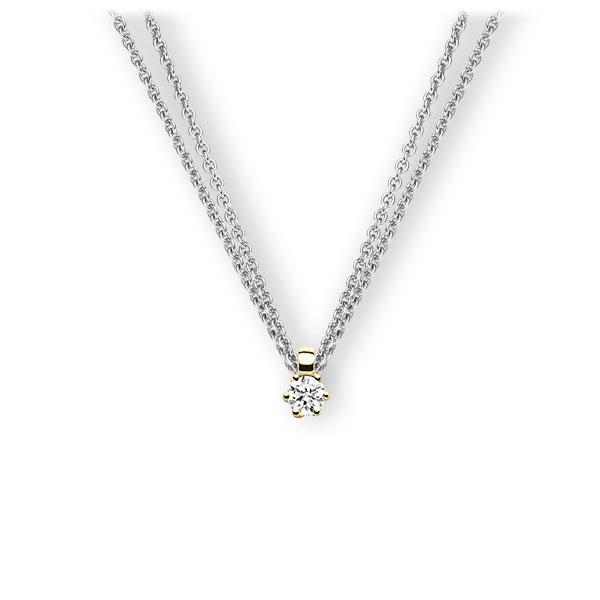 Collier in Weißgold 585 Gelbgold 585 mit zus. 0,1 ct. Brillant tw, vs von 123gold - E-3VBFN-WG5-1TMRBZ Collier in Weißgold 585 Gelbgold 585 mit zus. 0,1 ct. Brillant tw, vs von 123gold - E-3VBFN-WG5-1TMRBZ