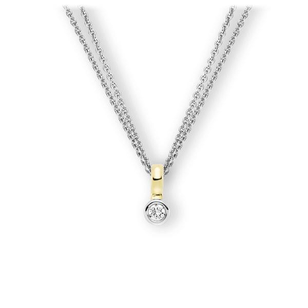 Collier in Weißgold 585 Gelbgold 585 mit zus. 0,1 ct. Brillant tw, vs von 123gold - E-3WIVA-WG5-1Z8K4Z Collier in Weißgold 585 Gelbgold 585 mit zus. 0,1 ct. Brillant tw, vs von 123gold - E-3WIVA-WG5-1Z8K4Z