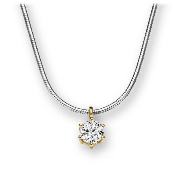 Collier in Weißgold 585 Gelbgold 585 mit zus. 0,2 ct. Brillant tw, vs von 123gold - E-2U6K1-WG5-1TMRHZ Collier in Weißgold 585 Gelbgold 585 mit zus. 0,2 ct. Brillant tw, vs von 123gold - E-2U6K1-WG5-1TMRHZ