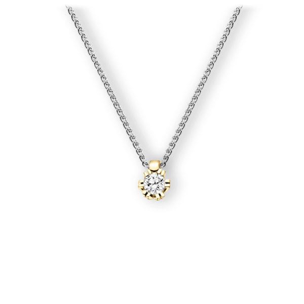Collier in Weißgold 585 Gelbgold 585 mit zus. 0,2 ct. Brillant tw, vs von 123gold - E-3WIRA-WG5-1TMRHZ Collier in Weißgold 585 Gelbgold 585 mit zus. 0,2 ct. Brillant tw, vs von 123gold - E-3WIRA-WG5-1TMRHZ