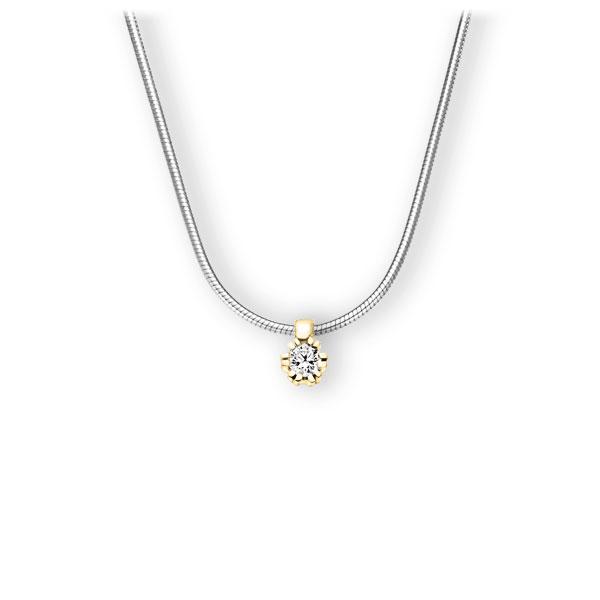 Collier in witgoud 14 kt. geelgoud 14 kt. met in totaal 0,15 ct. Briljant tw,vs van Eternal Touch - E-3WIQM-WG5-1Z84ZZ Collier in witgoud 14 kt. geelgoud 14 kt. met in totaal 0,15 ct. Briljant tw,vs van Eternal Touch - E-3WIQM-WG5-1Z84ZZ