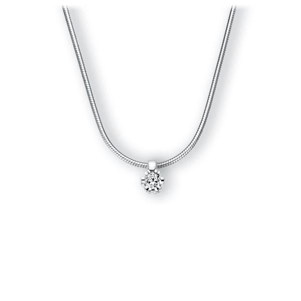 Collier in witgoud 14 kt. met in totaal 0,1 ct. Briljant tw,vs van Eternal Touch - E-3WIQR-WW5-1TMRBZ Collier in witgoud 14 kt. met in totaal 0,1 ct. Briljant tw,vs van Eternal Touch - E-3WIQR-WW5-1TMRBZ