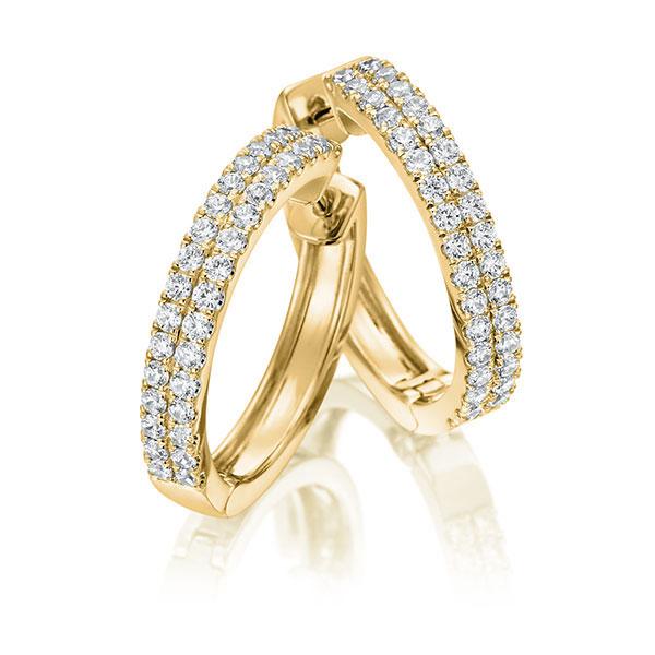 Creolen in Gelbgold 750 mit zus. 1 ct. tw, vs von Steinberg - Q-SPZAR-G7-1CH16RZ Creolen in Gelbgold 750 mit zus. 1 ct. tw, vs von Steinberg - Q-SPZAR-G7-1CH16RZ