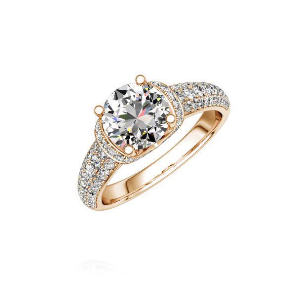 engagement ring in Red gold 18K (750/1000) with 0,7 ct. + in total 1 ct. brilliant tw,si tw,vs by Steinberg - Q-NMIBL-R7-1R82AQZ engagement ring in Red gold 18K (750/1000) with 0,7 ct. + in total 1 ct. brilliant tw,si tw,vs by Steinberg - Q-NMIBL-R7-1R82AQZ