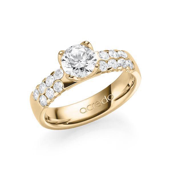 engagement ring in Rosé gold 14K (585/1000) with 1 ct. + in total 0,56 ct. brilliant tw,si by acredo - A-VD7RB-E5-1R8VPWZ engagement ring in Rosé gold 14K (585/1000) with 1 ct. + in total 0,56 ct. brilliant tw,si by acredo - A-VD7RB-E5-1R8VPWZ