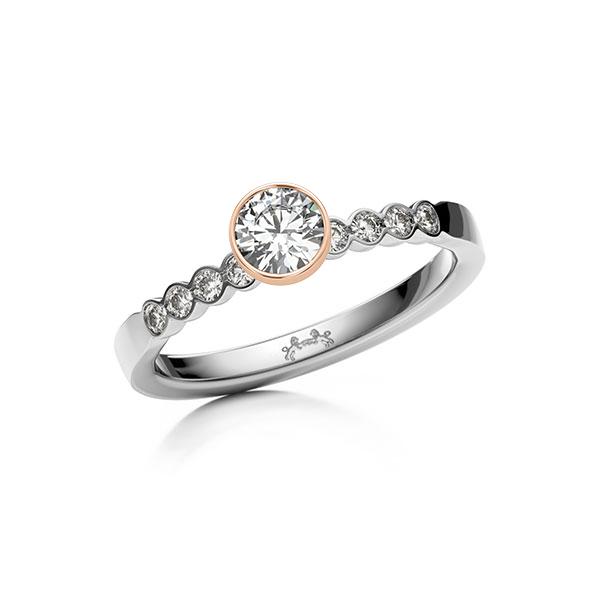 engagement ring in White gold 14K (585/1000) Red gold 14K (585/1000) with 0,4 ct. + in total 0,16 ct. brilliant tw,si by Steinberg - Q-13IUAF-WR5-1X7F4XZ engagement ring in White gold 14K (585/1000) Red gold 14K (585/1000) with 0,4 ct. + in total 0,16 ct. brilliant tw,si by Steinberg - Q-13IUAF-WR5-1X7F4XZ