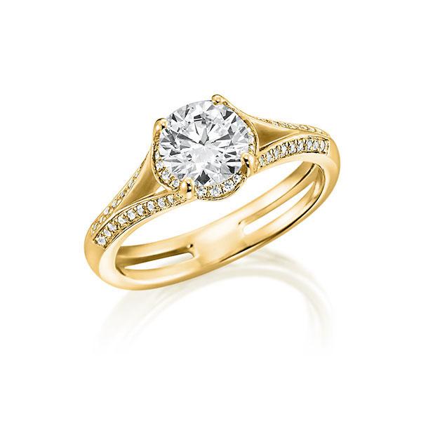 engagement ring in Yellow gold 18K (750/1000) with 1 ct. + in total 0,18 ct. brilliant tw,si tw,vs by Steinberg - Q-J34DR-G7-1RA1U4Z engagement ring in Yellow gold 18K (750/1000) with 1 ct. + in total 0,18 ct. brilliant tw,si tw,vs by Steinberg - Q-J34DR-G7-1RA1U4Z