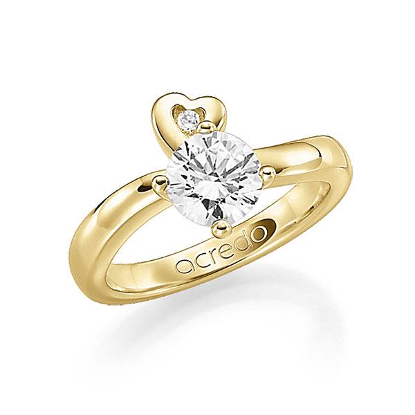Verlobungsring in Gelbgold 585 mit 0,4 ct. 1 St. zusammen 0,03ct. Brillant tw, si von acredo - A-FAGUW-G5-1RKWELZ Verlobungsring in Gelbgold 585 mit 0,4 ct. 1 St. zusammen 0,03ct. Brillant tw, si von acredo - A-FAGUW-G5-1RKWELZ