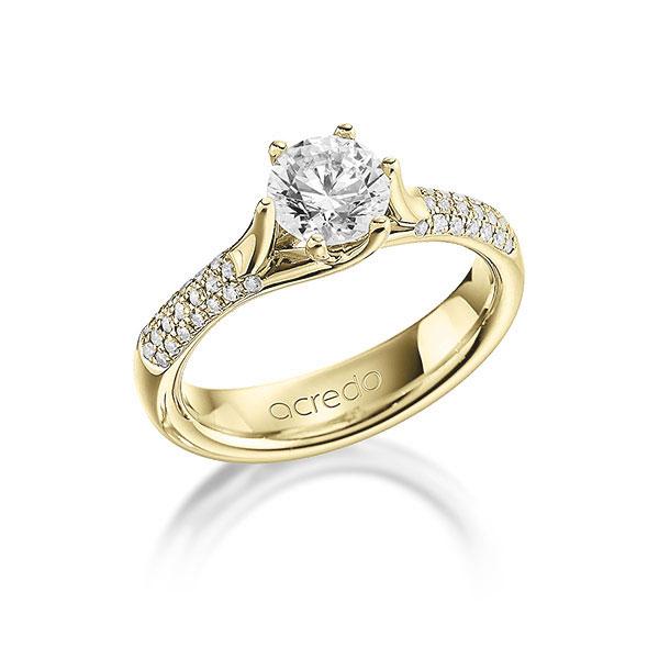 Verlobungsring in Gelbgold 585 mit 0,7 ct. + zus. 0,21 ct. Brillant tw, vs tw, si von acredo - A-MLULR-G5-1IW43RZ Verlobungsring in Gelbgold 585 mit 0,7 ct. + zus. 0,21 ct. Brillant tw, vs tw, si von acredo - A-MLULR-G5-1IW43RZ
