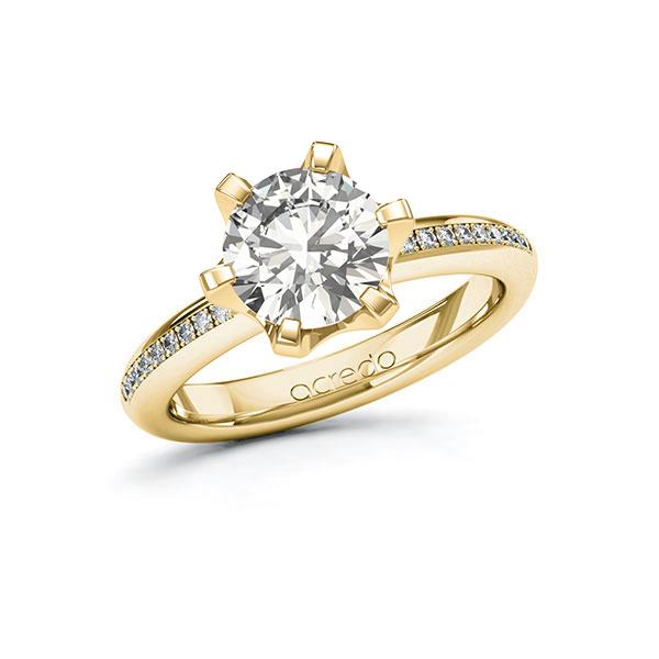 Verlobungsring in Gelbgold 585 mit 2 ct. + zus. 0,09 ct. tw, vs tw, si von acredo - A-107M5T-GG5-1X36FEZ Verlobungsring in Gelbgold 585 mit 2 ct. + zus. 0,09 ct. tw, vs tw, si von acredo - A-107M5T-GG5-1X36FEZ