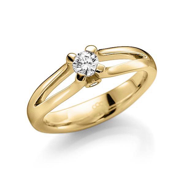 Verlobungsring in Gelbgold 585 mit zus. 0,25 ct. beidseitiger seitlicher Brillantbesatz 2x 0,015ct Brillant tw, vs tw, si von acredo - A-10L8NI-G5-N3ZQGZ Verlobungsring in Gelbgold 585 mit zus. 0,25 ct. beidseitiger seitlicher Brillantbesatz 2x 0,015ct Brillant tw, vs tw, si von acredo - A-10L8NI-G5-N3ZQGZ