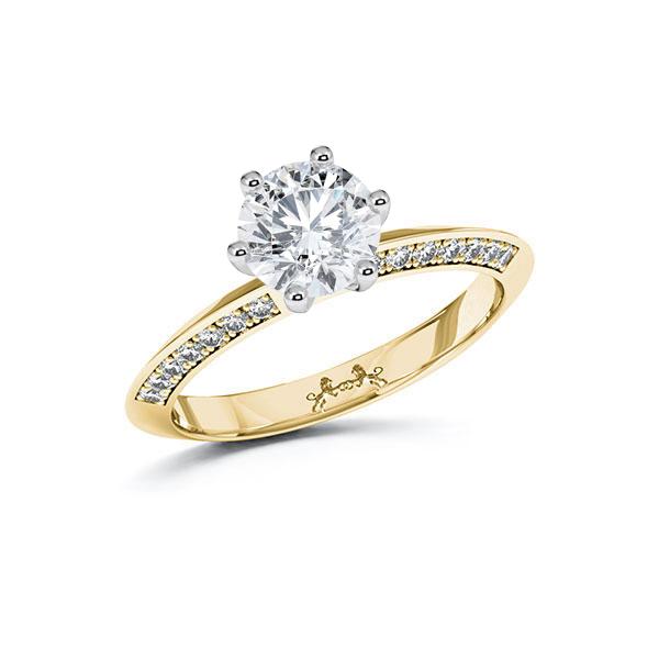 Verlobungsring in Gelbgold 585 Weißgold 750 mit 0,5 ct. + zus. 0,14 ct. Brillant tw, si von Steinberg - Q-ZT292-G5-1RSQNCZ Verlobungsring in Gelbgold 585 Weißgold 750 mit 0,5 ct. + zus. 0,14 ct. Brillant tw, si von Steinberg - Q-ZT292-G5-1RSQNCZ