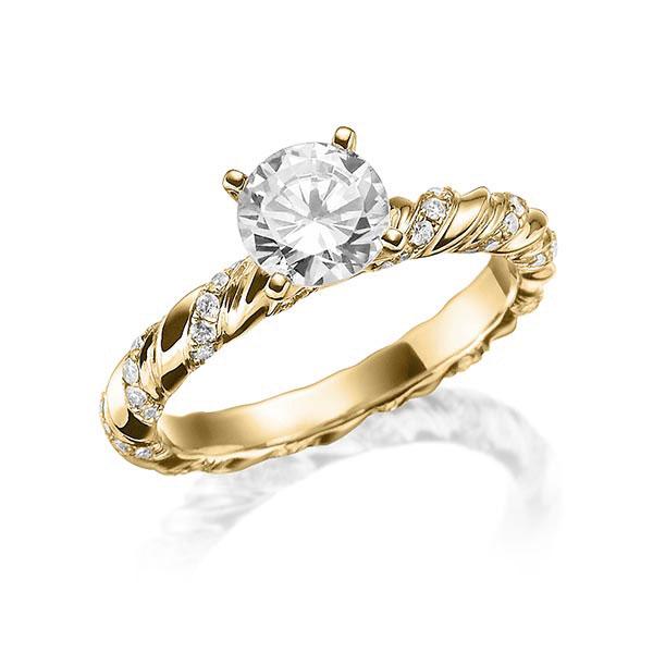 Verlobungsring in Gelbgold 750 mit 0,3 ct. + zus. 0,285 ct. Brillant tw, vs von Steinberg - Q-100QSS-G7-1RBTKGZ Verlobungsring in Gelbgold 750 mit 0,3 ct. + zus. 0,285 ct. Brillant tw, vs von Steinberg - Q-100QSS-G7-1RBTKGZ