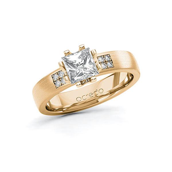 Verlobungsring in Roségold 585 mit 1 ct. + zus. 0,064 ct. Prinzess-Diamant tw, vs tw, si von acredo - A-ZZMEB-EE5-1R9RPPZ Verlobungsring in Roségold 585 mit 1 ct. + zus. 0,064 ct. Prinzess-Diamant tw, vs tw, si von acredo - A-ZZMEB-EE5-1R9RPPZ