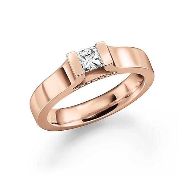 Verlobungsring in Rotgold 585 mit 0,3 ct. + zus. 0,08 ct. Prinzess-Diamant tw, vs tw, si von 123gold - E-RMG4L-R5-1AANIBZ Verlobungsring in Rotgold 585 mit 0,3 ct. + zus. 0,08 ct. Prinzess-Diamant tw, vs tw, si von 123gold - E-RMG4L-R5-1AANIBZ