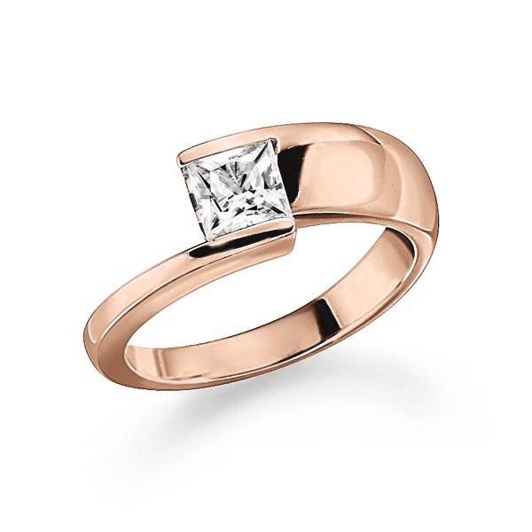 Verlobungsring in Rotgold 585 mit 0,5 ct. Prinzess-Diamant tw, vs von 123GOLD - E-RIECW-R5-1A2T91Z Verlobungsring in Rotgold 585 mit 0,5 ct. Prinzess-Diamant tw, vs von 123GOLD - E-RIECW-R5-1A2T91Z