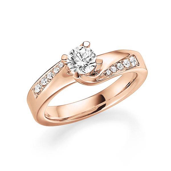 Verlobungsring in Rotgold 585 mit 0,5 ct. + zus. 0,19 ct. Brillant tw, si von 123gold - E-TSL96-R5-1R7P8VZ Verlobungsring in Rotgold 585 mit 0,5 ct. + zus. 0,19 ct. Brillant tw, si von 123gold - E-TSL96-R5-1R7P8VZ