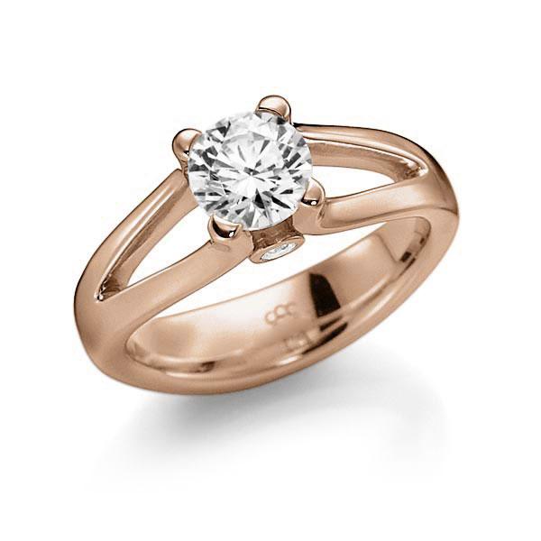 Verlobungsring in Rotgold 585 mit 1 ct. beidseitiger seitlicher Brillantbesatz 2x 0,030ct Brillant tw, vs tw, si von acredo - A-10L6E8-R5-1J20VLZ Verlobungsring in Rotgold 585 mit 1 ct. beidseitiger seitlicher Brillantbesatz 2x 0,030ct Brillant tw, vs tw, si von acredo - A-10L6E8-R5-1J20VLZ
