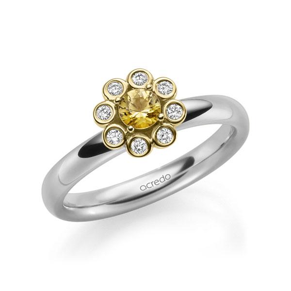 Verlobungsring in Weißgold 585 Gelbgold 585 mit zus. 0,37 ct. Brillant Saphir Gelb (A 8) tw, si von acredo - A-1392NR-WG5-1WQ25KZ Verlobungsring in Weißgold 585 Gelbgold 585 mit zus. 0,37 ct. Brillant Saphir Gelb (A 8) tw, si von acredo - A-1392NR-WG5-1WQ25KZ