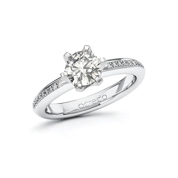 Verlobungsring in Weissgold 585 mit 1 ct. + zus. 0,09 ct. tw, vs tw, si von acredo - A-10FMXT-WW5-1X36FTZ Verlobungsring in Weissgold 585 mit 1 ct. + zus. 0,09 ct. tw, vs tw, si von acredo - A-10FMXT-WW5-1X36FTZ
